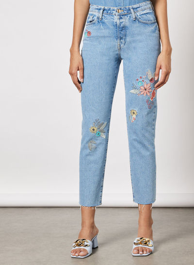 Embroidered Straight Jeans