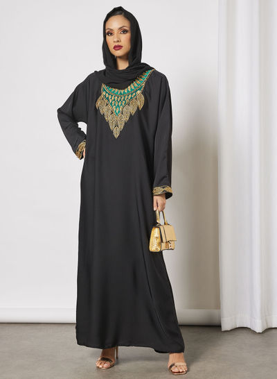 Embroidered Peacock Work Abaya For Women