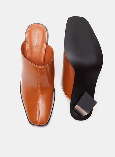 Solid Slip-On Mules With Block Heels