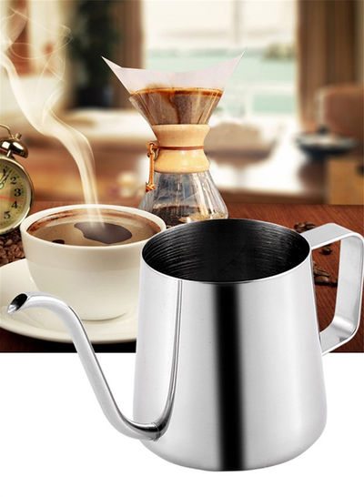 Long Narrow Spout Coffee Pot Silver 12x10x8centimeter