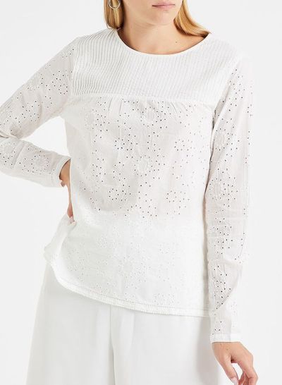Embroidery Anglaise Top White