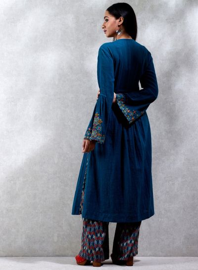 Embroidered Kurta With Trouser Blue