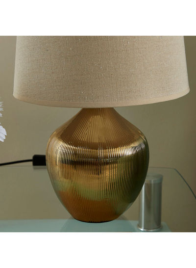 Ekon Ceramic Table Lamp Beige/Gold 43cm
