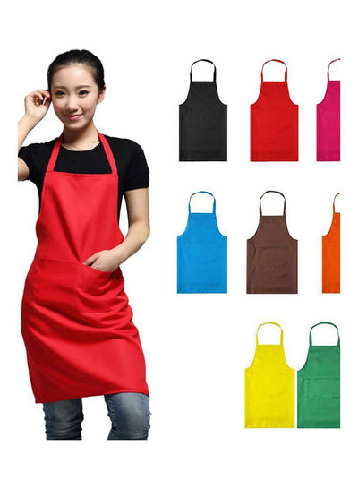 Solid Colour Back Self-Tie Kitchen Restaurant Cooking Bib Apron With Pocket Green