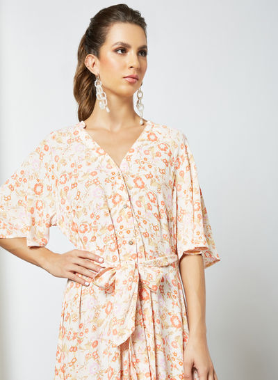 Floral Print Shirt Dress Multicolour