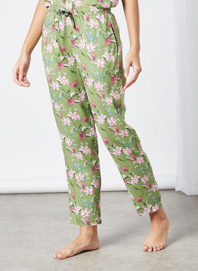 Floral Print Pyjama Set Green