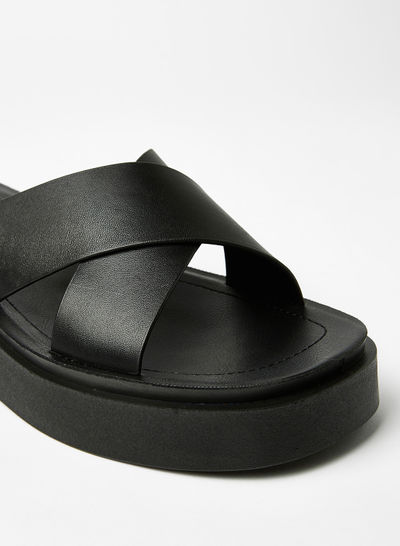 Esteem Leather Platform Sandals Black