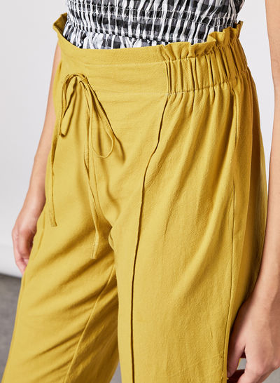Elasticated Cropped Pants Yellow