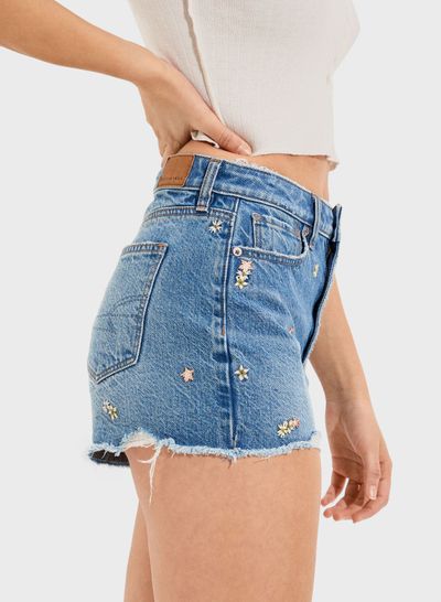 Embroidered Shorts Blue