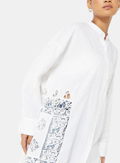 Embroidered Panel Oversized Shirt
